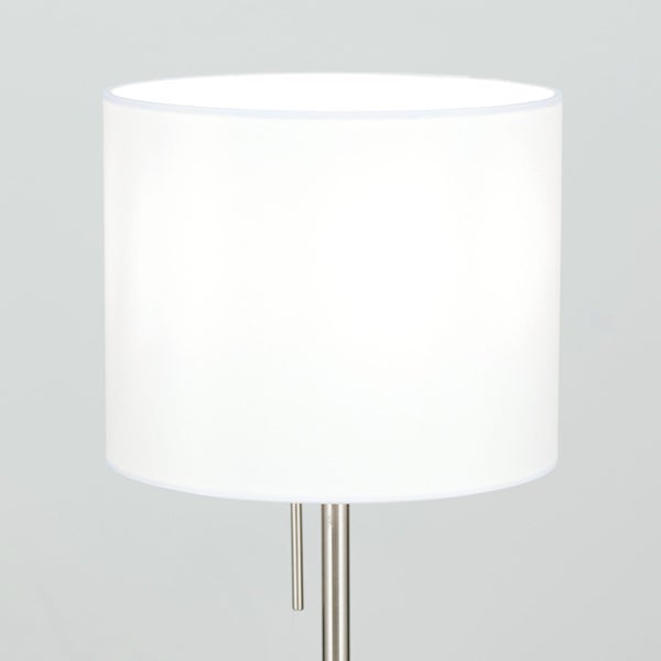 Lampenschirm (Ø 20 cm), Stoff, Höhe 16,5 cm, rund, Aufnahme für Fassung E27 E14 mm, Ersatzschirm für Hängelampen, Stehlampen, Tischlampen, Weiß