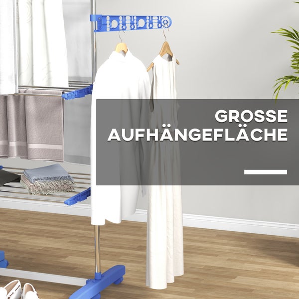 HOMCOM Wäschetrockner, 80/142 x 55 x 152 cm, Stahl, Blau