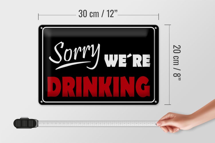 Blechschild Spruch 30x20cm Sorry we´re drinking
