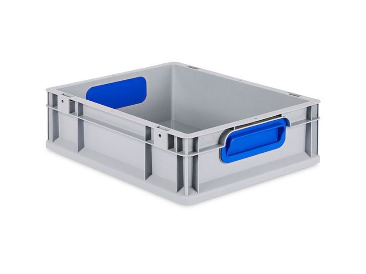 PROREGAL Spar Set 16x Eurobox Nextgen Color HxBxT 12 x 30 x 40 cm 11 Liter Griffe Blau Geschlossen Glatter Boden Eurobehälter Transportbox