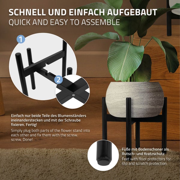ML-Design 3er Set Blumenständer, Schwarz, aus Holz, 25x25x30 cm, für Blumentöpfe bis 29 cm, robust, Pflanzenständer Blumentopfständer Blumenhocker Blumentopfhalter Deko Blumenregal Pflanzenregal