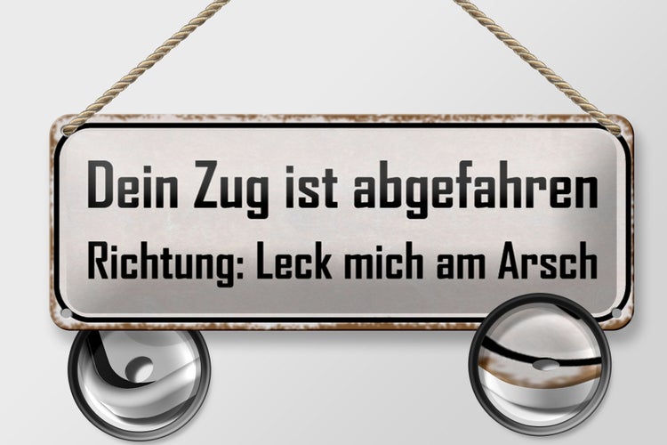 Blechschild Spruch 27x10cm dein Zug ist abgefahren Richtung Dekoration