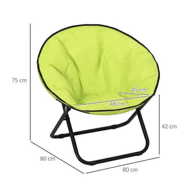 Outsunny Campingstuhl Faltbar Campingsessel mit Lehne, Klappstuhl bis 120kg, gepolstert Moonchair Extra Breit, Faltsessel Outdoor Stuhl für Garten, Balkon, Camping, Gelb