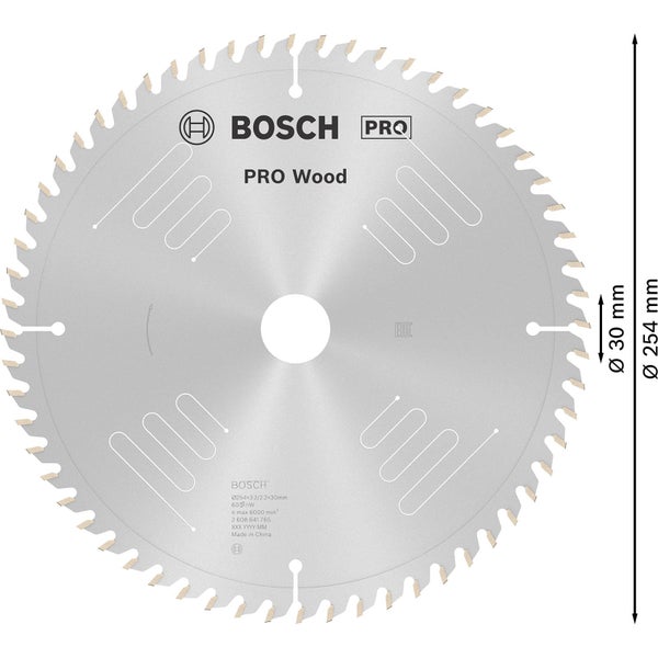 Bosch Pro Holzsägeblatt mit 254 Millimeter Durchmesser und 30 Millimeter Bohrungsdurchmesser
