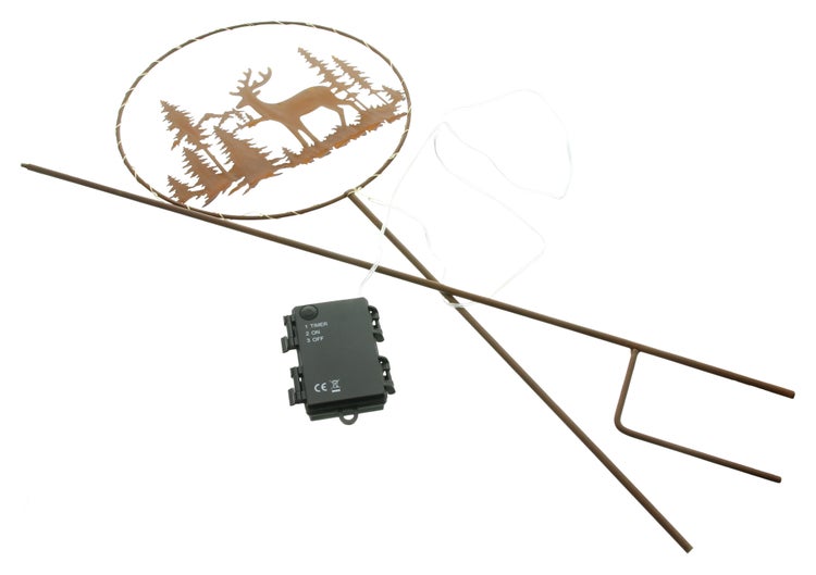 Gartendeko Hirsch mit LED Beleuchtung und Erdspieß