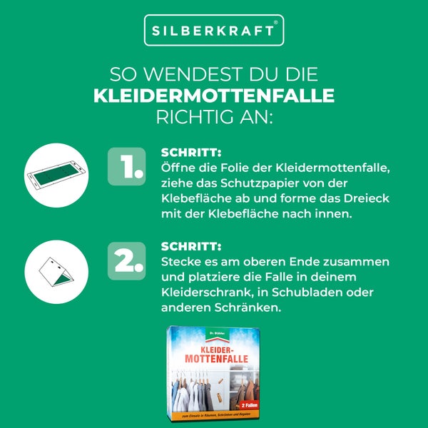 Effektive Kleidermottenfalle – Schützt Kleidung vor ungebetenen Gästen – Mit Pheromon-Lockstoff – Für Kleiderschrank & Aufbewahrung – Zur Früherkennung von Mottenbefall