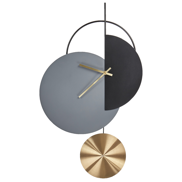 Dekorative Wanduhr mit geometrischen Formen und Pendel