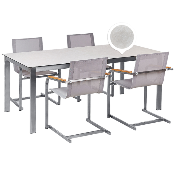 Gartenmöbel Set 4-Sitzer COSOLETO Sicherheitsglas Weiß