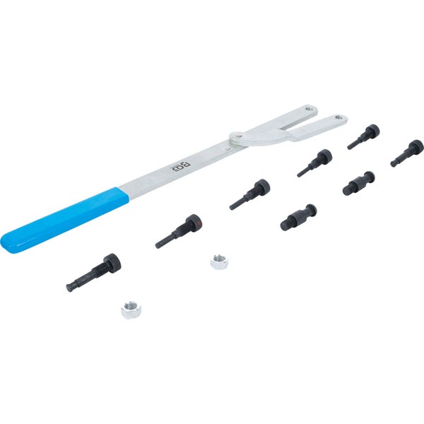 Werkzeugsatz zur Spurstangenkopfmontage im blauen Koffer