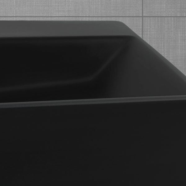 ML-Design Waschbecken aus Keramik in Schwarz matt 515x360x130mm inkl. Ablaufgarnitur, Eckige Aufsatzwaschbecken mit Überlauf, Moderne Waschtisch Waschschale Waschplatz Handwaschbecken, für Badezimmer