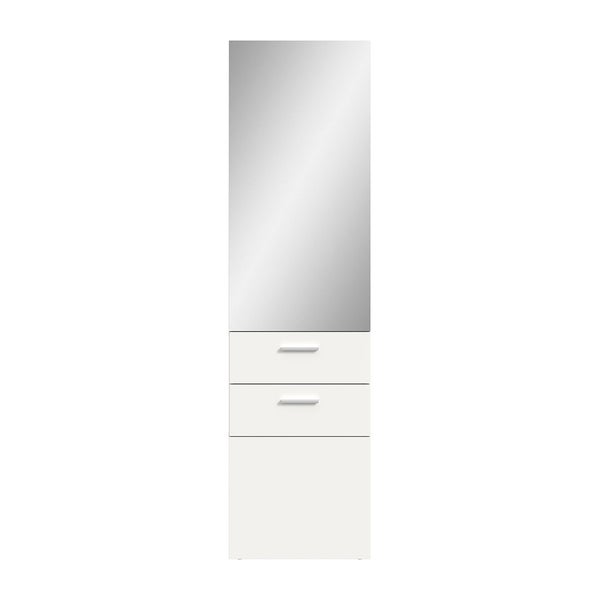 Vaga Garderobenständer mit Spiegel 2 Schubladen 1 Spiegel 1 Kleiderstange 2 Regale weiß. 52 X 36 X 190 cm