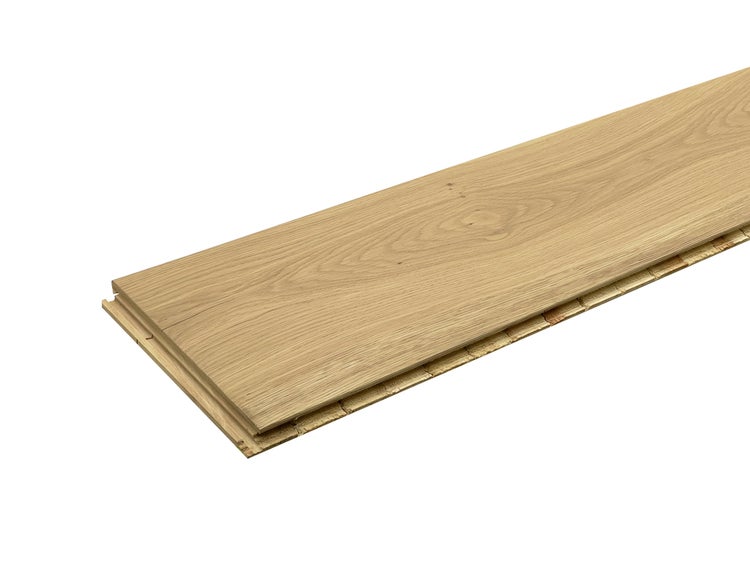 Parkettdiele aus Holz mit natürlicher Maserung und Klicksystem.