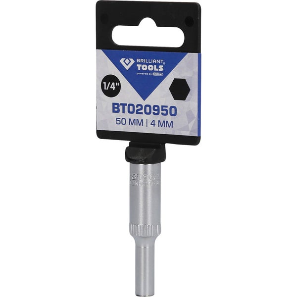 BRILLIANT TOOLS 1/4 Sechskant-Stecknuss lange Ausführung 4 mm - BT020950
