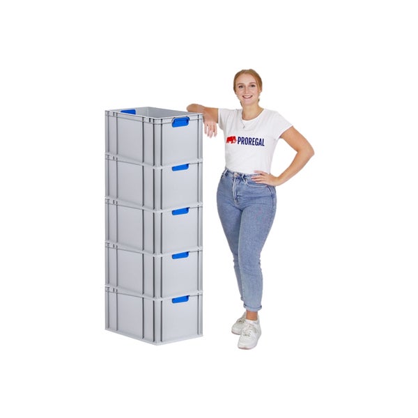 PROREGAL Spar Set 5x Eurobox Nextgen Color Mit Auflagedeckel & Schiebeschnappverschlüsse HxBxT 32 x 40 x 60 cm Griffe Blau Verstärkter Boden