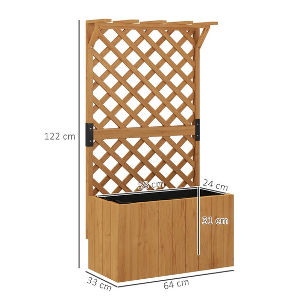Outsunny Hochbeet Pflanzkasten mit Rankgitter Dach Spalier Pflanzkübel Blumenkasten Holz, Gartenspalier 64 x 33 x 122cm für Garten Balkon Terrasse, Blumenkübel für Kletterpflanzen Korbpflanzen, Blumen