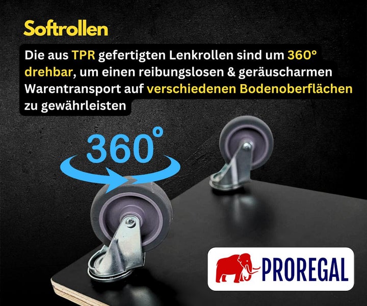 PROREGAL Mega Deal 8x Profi Transportroller mit 4 Rollen HxBxT 11,5 x 30 x 60 cm Traglast 200 kg Siebdruck Holzplatte Schwarz