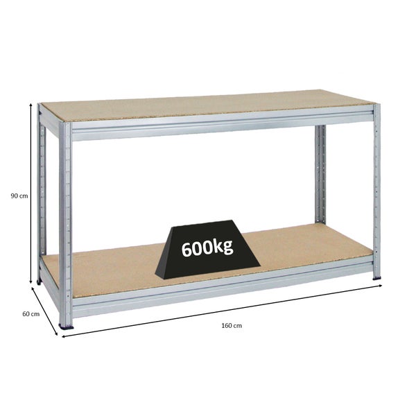 PROREGAL Höhenverstellbare Werkbank Dino HxBxT 90 x 160 x 60 cm Traglast 600 kg Verzinkt