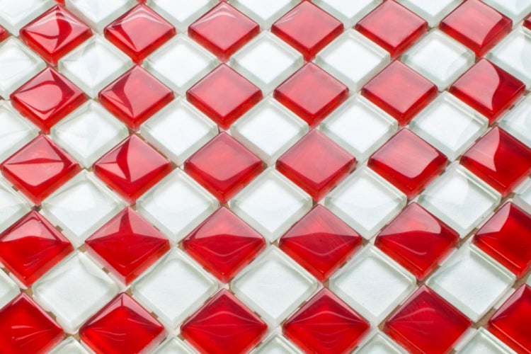 Glasmosaik auf Netz für Bad und Küche 30cm x 30cm  - Red Cross