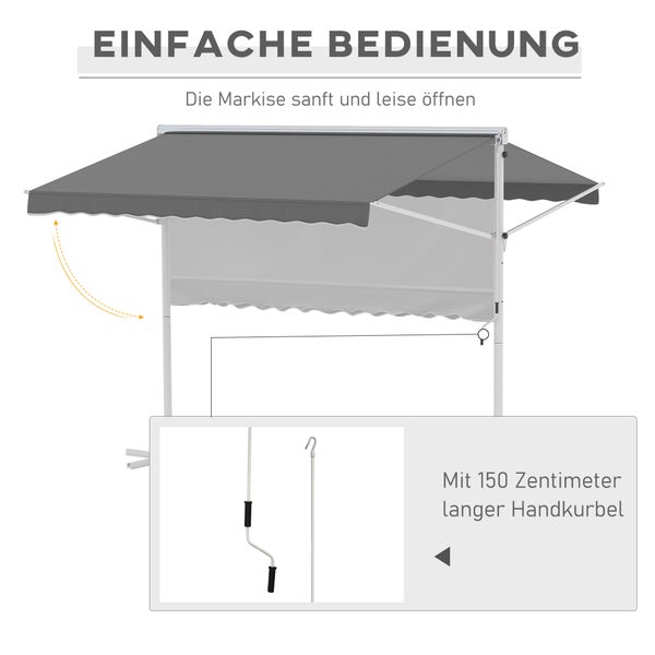 Outsunny Standmarkise, 300cm x 295cm x 255cm, Metall+Polyester, Grau