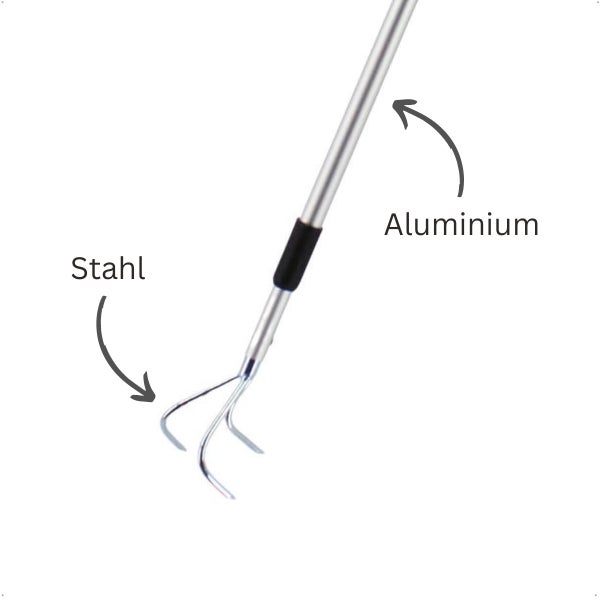 Gartenkralle mit Stahlkopf und Aluminiumstiel für die Bodenbearbeitung