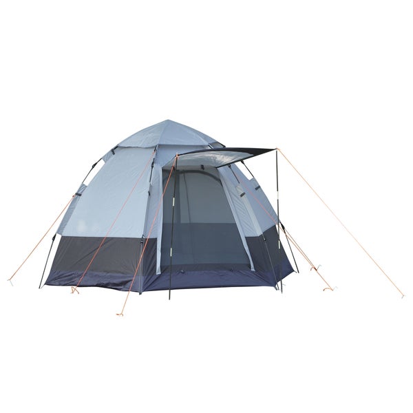 Outsunny Campingzelt, für 3-4 Personen, 260 x 260 x 195 cm, Stahl,Glasfaser, Grau+Schwarz
