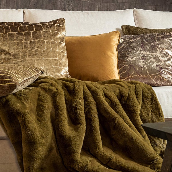 ZINZI - Wohndecke 140x180 cm - bontlook - einfarbig - Military Olive - grün