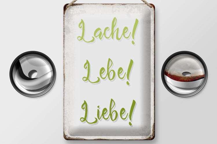 Blechschild Spruch 20x30cm lache lebe liebe Retro Schild