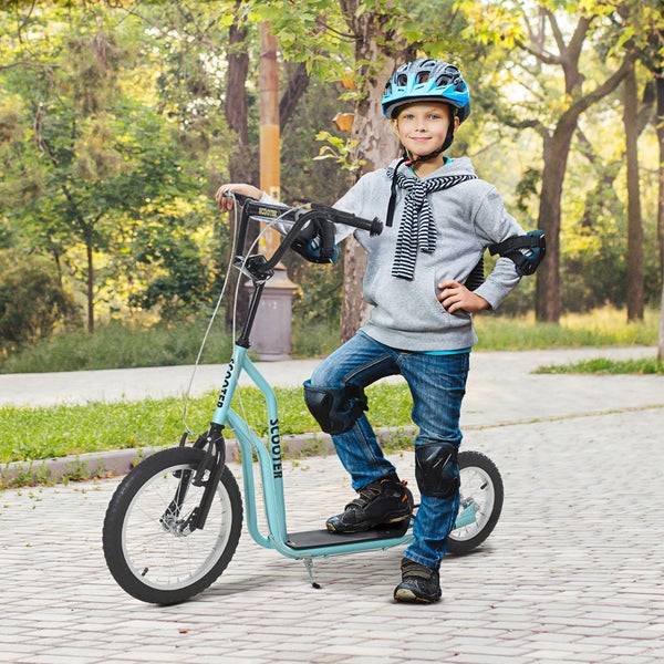 HOMCOM Kinderroller, 135L x 58B x 88-94H cm, Stahl, Aluminium, Gummi, Blau
