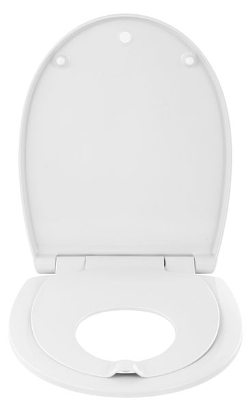Toilettensitz mit integriertem Kindersitz, aus Kunststoff gefertigt, für Familien geeignet
