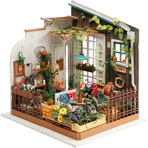 Creativ Company  DIY-Miniatur-Zimmer, Gartenzimmer, H 21 cm, L 22,6 cm, B 19,5 cm, 1 Stk