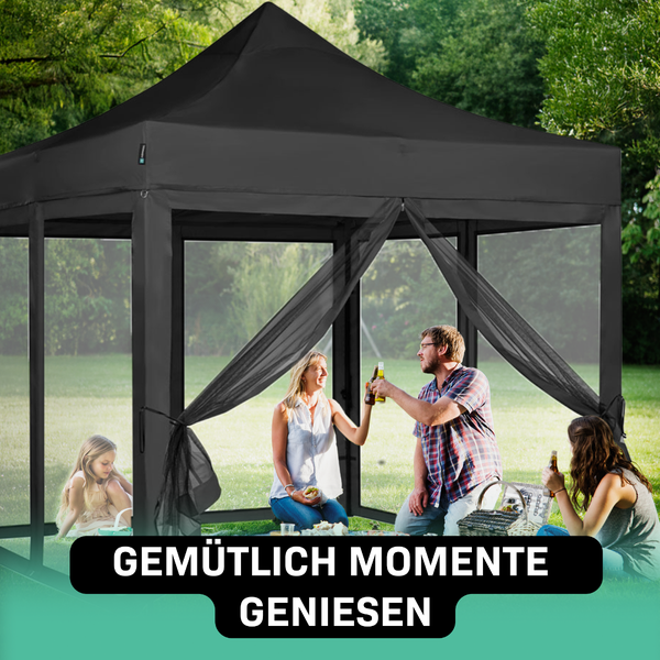 VONROC Pavillon 3x3m wasserdicht stabil - Partyzelt EasyUp System [3Min Aufbau] Popup Faltpavillon modular erweiterbar als Festival Zelt, Gartenpavillon