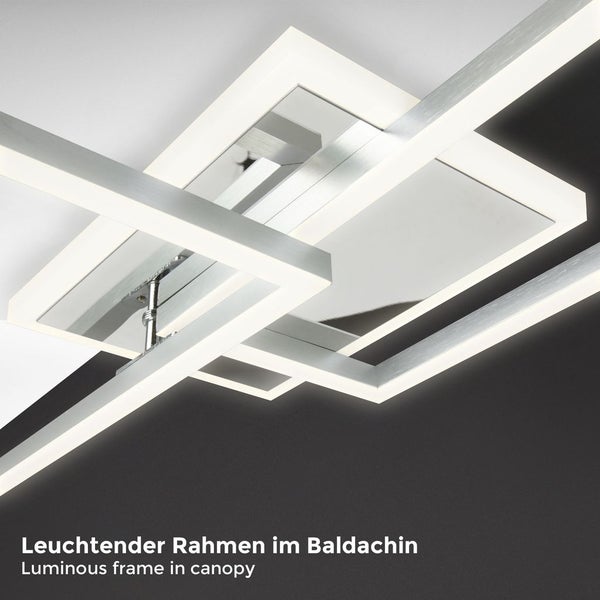 Deckenlampe 110x24,8 cm - 40W, 5200lm, LED, dimmbar, Fernbedienung, CCT, silberfarbig