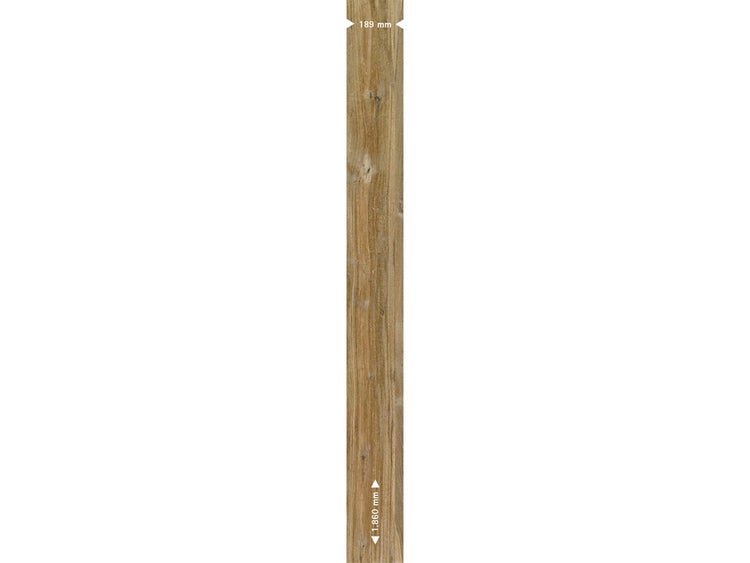 Parkettdiele mit Holzstruktur, Breite 189 Millimeter, Länge 1860 Millimeter.