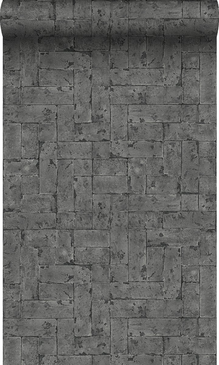 Origin Wallcoverings Tapete Backstein-Optik Schwarz - 53 cm x 10,05 m - 347571