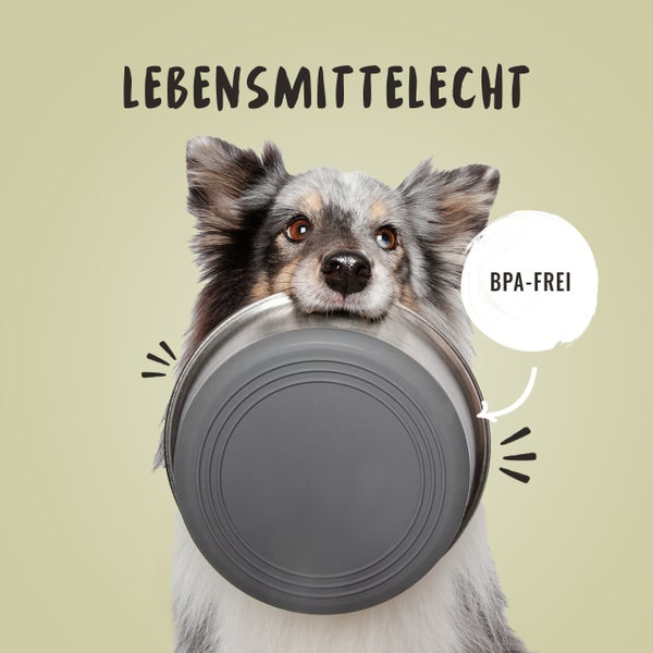 Hund mit Futternapf, lebensmittelecht und BPA-frei