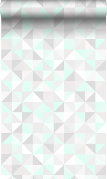 Origin Wallcoverings Tapete Dreiecke Pastell Mintgrün, Hellgrau, Weiß und Smaragdgrün - 53 cm x 10,05 m - 337206