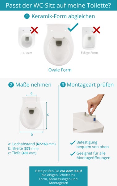 Calmwaters® WC Sitz Modern Soft mit Absenkautomatik, antibakterieller WC Deckel überlappend, abnehmbar, Duroplast Toilettensitz oval, universale O-Form, Top-Fix, Edelstahlscharnier, Weiß