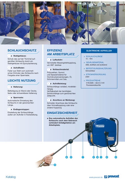 Prevost Industrie-Schlauchaufroller 12 m - 8x12 mm DRF 0812ES mit Sicherheitskupplung ESI 07