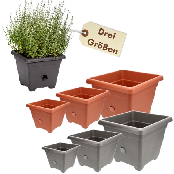 Pflanzkübel Rechteckig Pflanzkübel Groß Außen Blumenkübel Outdoor Pflanztopf Pflanzkasten Blumentopf Wasserspeicher 40x40 cm anthrazit
