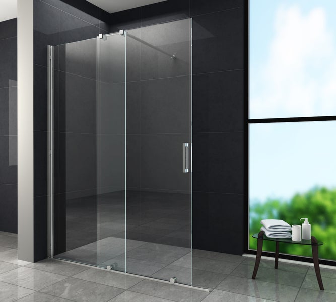 Duschkabine mit Schiebetür aus Glas im modernen Badezimmer