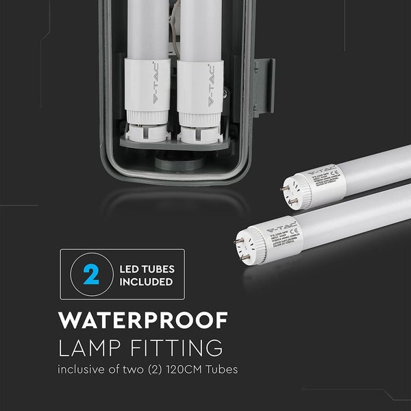 Wasserdichte Lampenfassung inklusive zwei LED Röhren von V-Tac