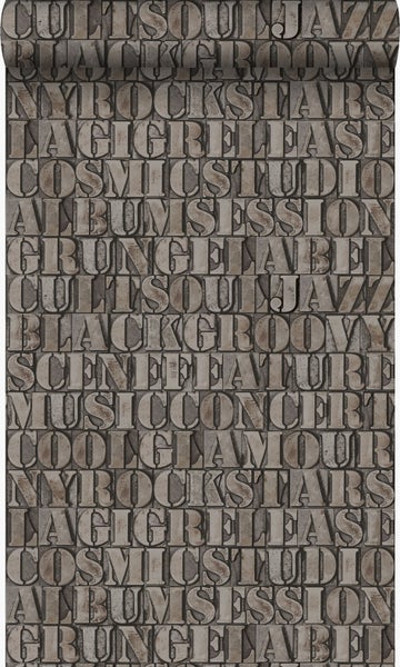 Origin Wallcoverings Tapete alte eiserne Druckbuchstaben Rostbraun - 53 cm x 10,05 m - 347592