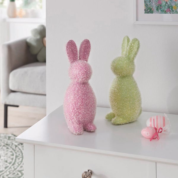 FRANK FLECHTWAREN|Hase Farbglimmer, 2er Set, Höhe 24 cm, KUNSTSTOFF