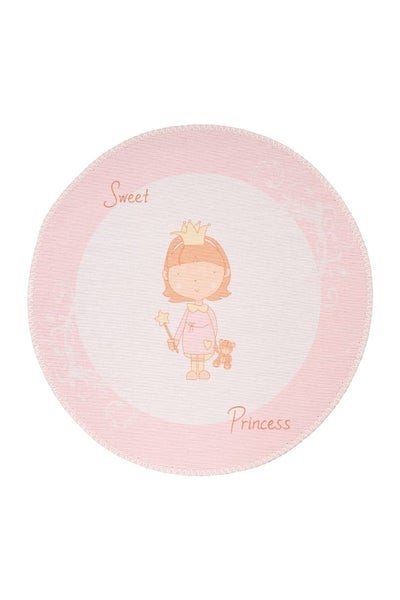 Runder Kinderteppich mit Prinzessin Motiv und Aufschrift Sweet Princess