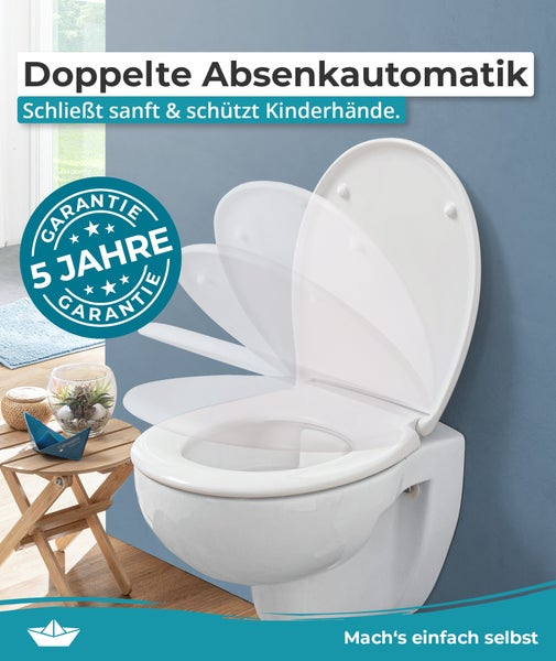 Calmwaters® WC Sitz Motiv Wellness Orchidee einfache Montage, Toilettendeckel bis 250 kg, Made in EU, antibakterieller Duroplast, Absenkautomatik, 2 Montage Optionen, abnehmbar, Klobrille, oval