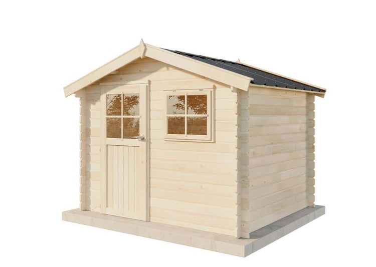 Alpholz Gerätehaus Salzburg 295x248 Gartenhaus aus Holz, Holzhaus mit 28 mm Wandstärke, Blockbohlenhaus mit Montagematerial, Naturbelassen 3,2x2,6m