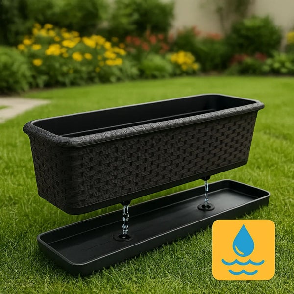 Blumenkasten mit Bewässerungssystem und Wasserstandsanzeige