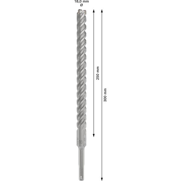 Bohrer mit einer Länge von 300 mm und einem Durchmesser von 18 mm
