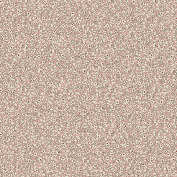 Tapete mit feinem, floralem Muster aus kleinen Blumen und Blättern im Vintage-Stil