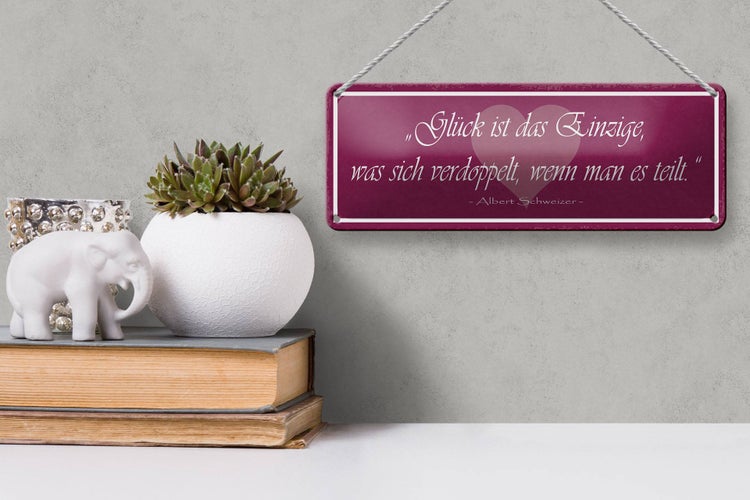Blechschild Spruch 27x10cm Glück verdoppelt wenn man teilt Dekoration